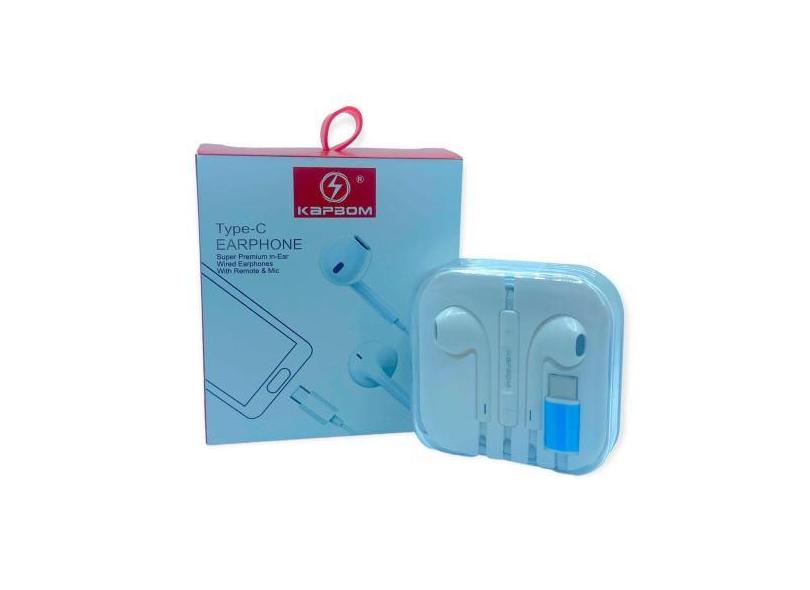 Fone De Ouvido Intra-Auricular Com Fio Entrada Tipo-C Kapbom