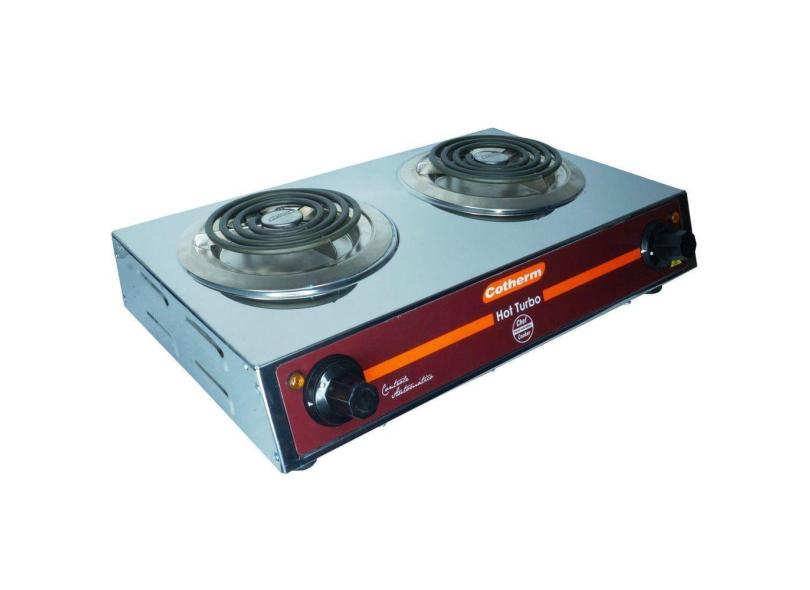 Fogão Elétrico Portátil de Mesa 2 Bocas 2500W Hot Turbo Inox Resistência Blindada Cotherm 2444 2445