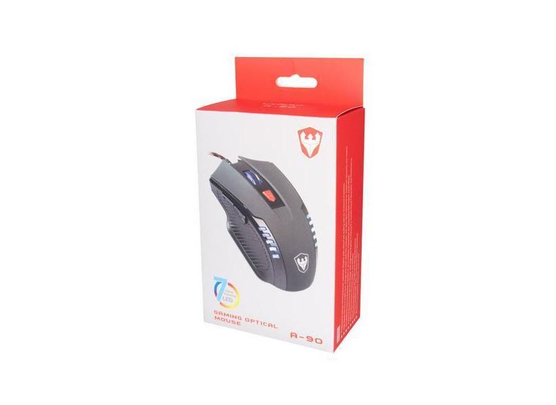 Mouse Gamer Satellite A90 - com Fio - 2400DPI - 6 Botoes - Preto