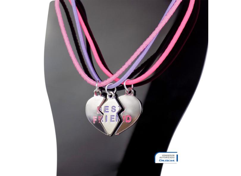 Kit 3 Peças Colar Best Friends Forever Melhores Amigas Show com o