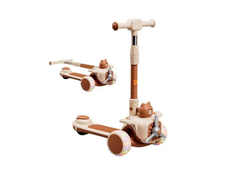 Patinete Aviãozinho Feliz Infantil 3 Rodas Dobrável Luz Led - Dm Toys