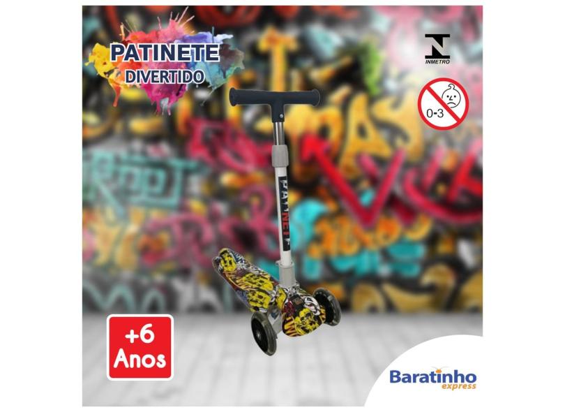 Patinete Infantil Divertido 3 Rodas Caveira Yellow 40kg