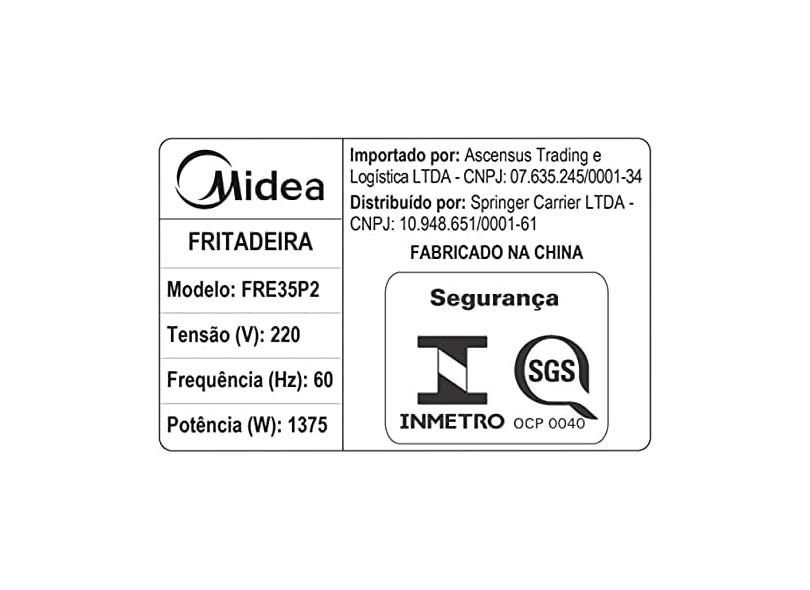 Fritadeira Elétrica Sem óleo Midea DualCyclone FRE35P 3.5 l