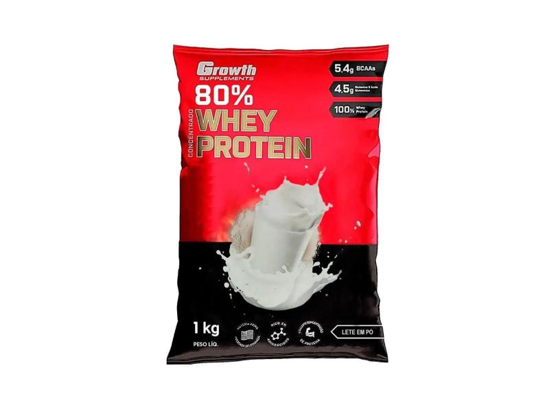 Whey Protein Concentrado Growth 80% 1000G Leite Em Pó
