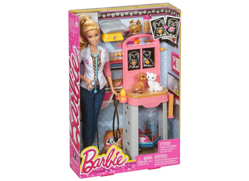 Boneca Barbie Quero Ser Veterinária Conjunto Profissões Mattel