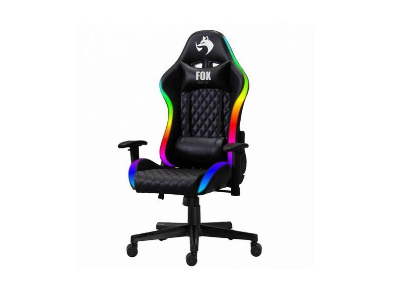 Cadeira Gamer Fox Com Iluminação Rgb Apoio Ajustável Preta