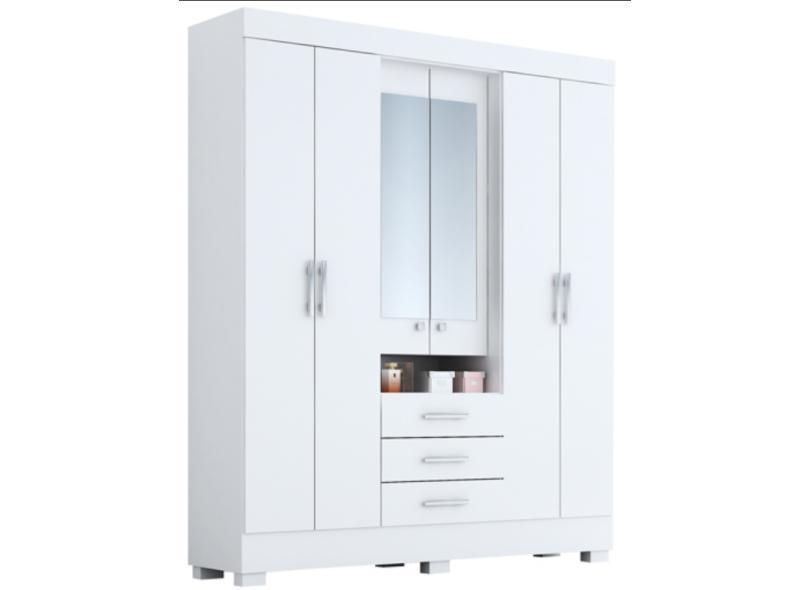 Guarda-Roupa Casal 6 Portas 3 Gavetas com Espelho Débora ACP Móveis