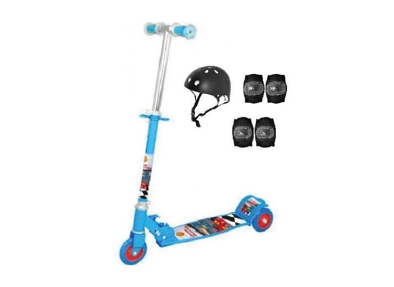 Patinete Criança Corrida Divertida Ul Com Kit Proteção Pt - Dm Toys