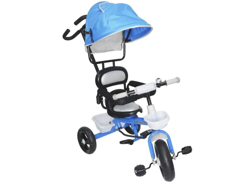 Triciclo Infantil Com Pedal e Cobertura Motoca Empurrador