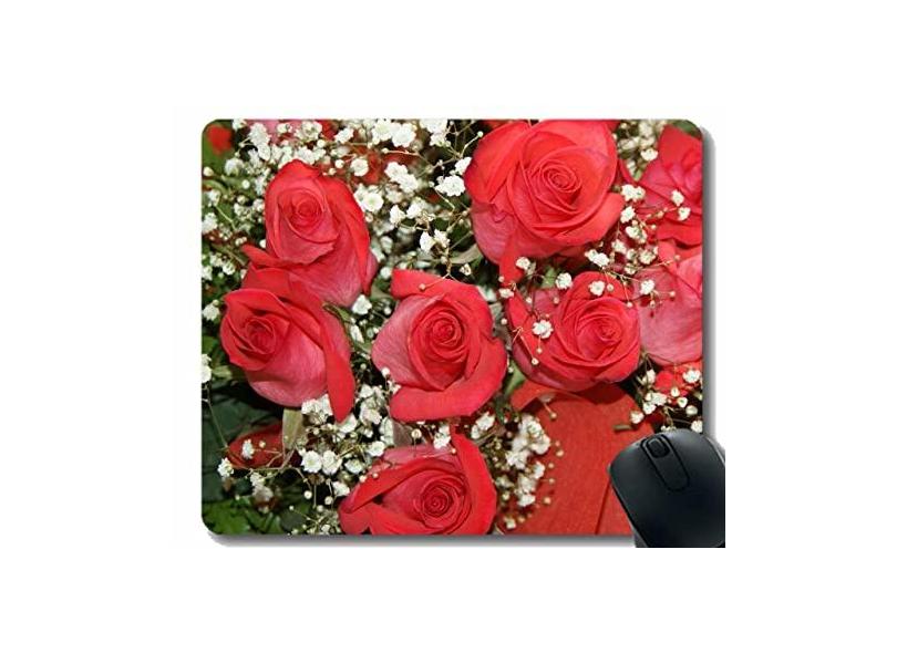 Mouse pad original personalizado, rosas flores broches flores desenho Gypsophila mouse pad borracha antiderrapante