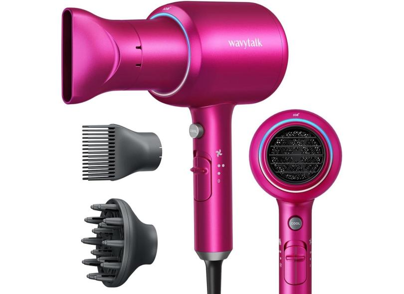 Secador de cabelo Wavytalk Negative Ions 1875W com acessórios Fuchsia