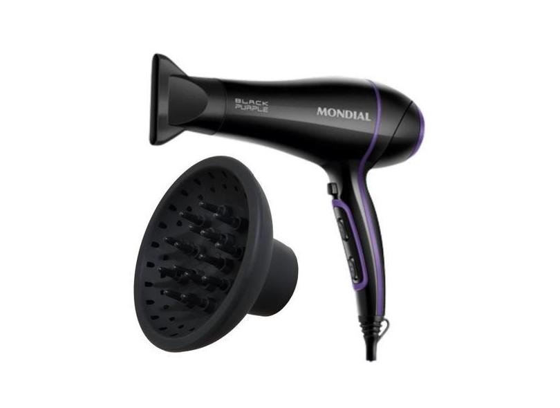 Secador E Difusor De Cachos Mondial 2000W Black Purple Íon Tourmaline