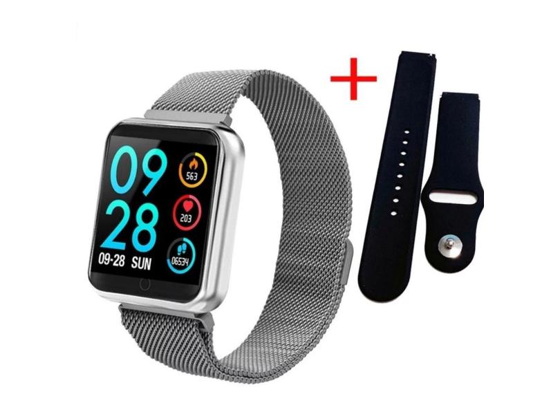 Relógio Smartwatch P70 Monitor Cardíaco Pressão Arterial Sono Passos Android Ios - Prata