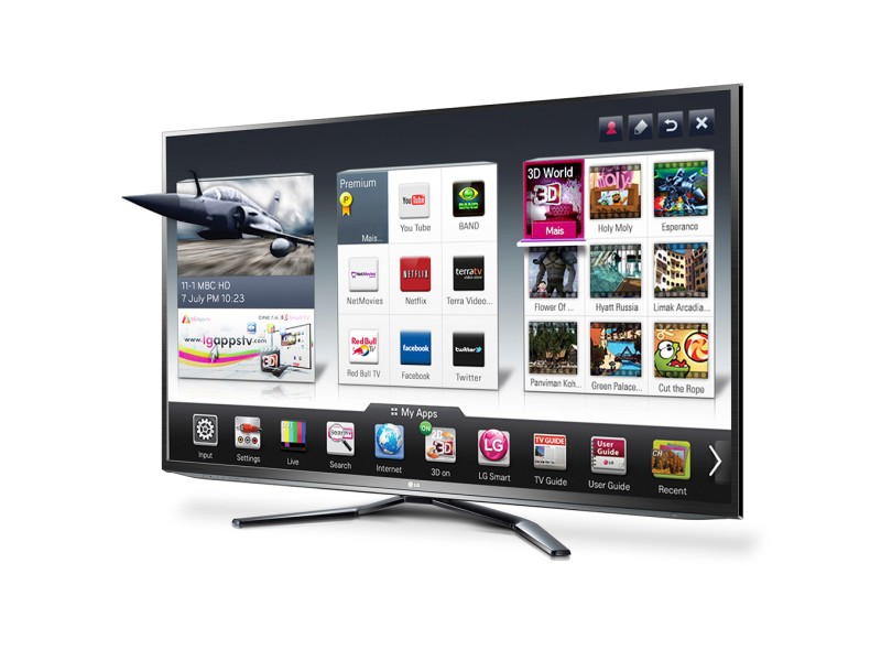 TV Plasma 60" Smart TV Pentouch LG 3D Full HD 4 HDMI Conversor Digital Integrado 60PM6900