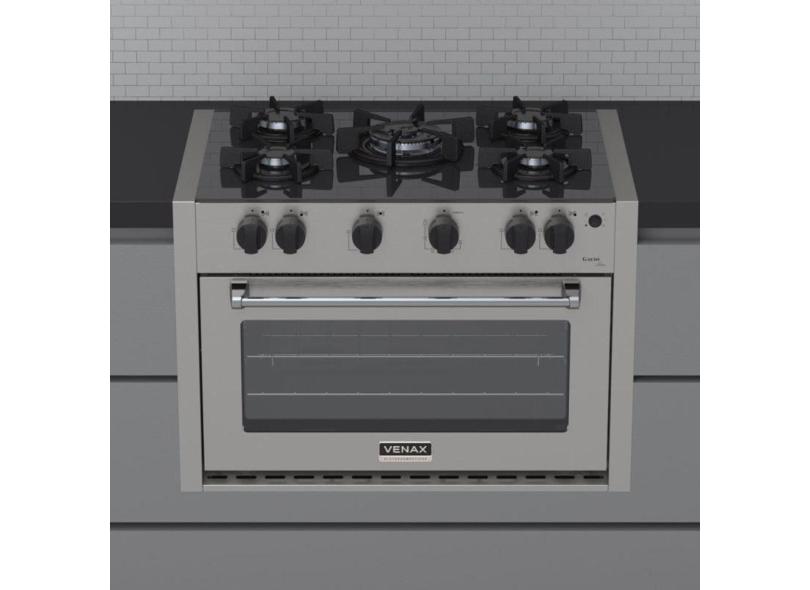 Fogao de Embutir 5 Bocas Venax Gaudi Line Inox Gas Glp