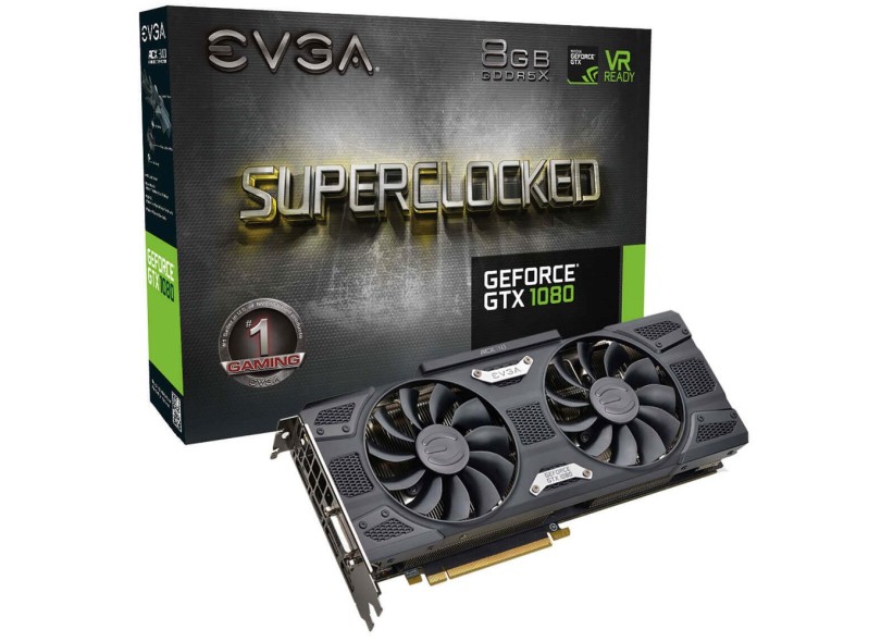 Placa de Video NVIDIA GeForce GTX 1080 8 GB GDDR5X 256 Bits EVGA 08G-P4-5186-KR