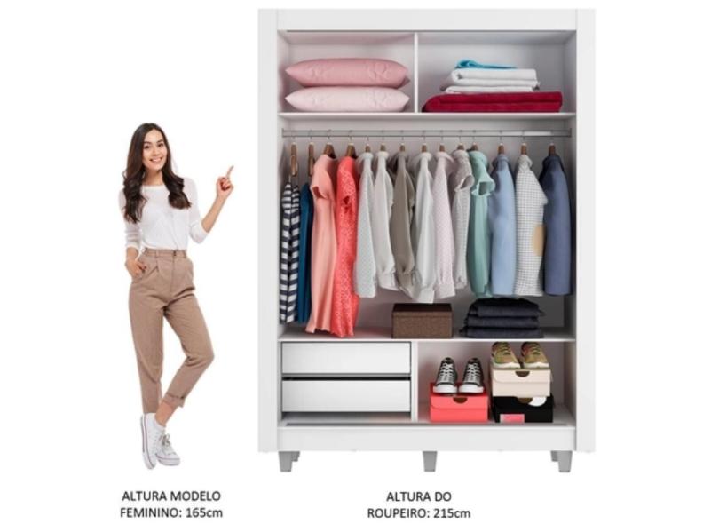 Guarda-Roupa Solteiro 2 Portas 2 Gavetas com Espelho Dallas com Pés Madesa