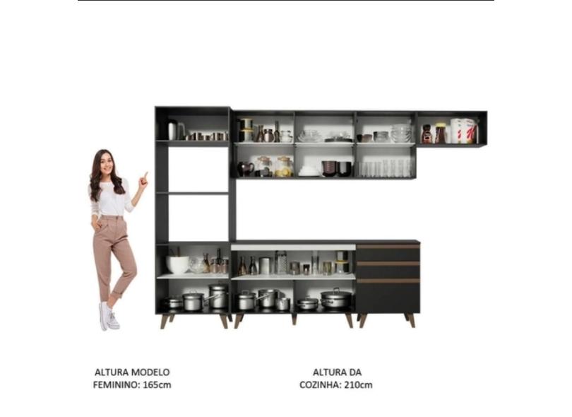 Cozinha Completa 3 Gavetas 9 Portas para Micro-ondas / Forno 320001D8 Madesa