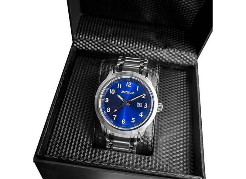 Relógio Masculino Magnum Original Prova D´agua Prata Azul