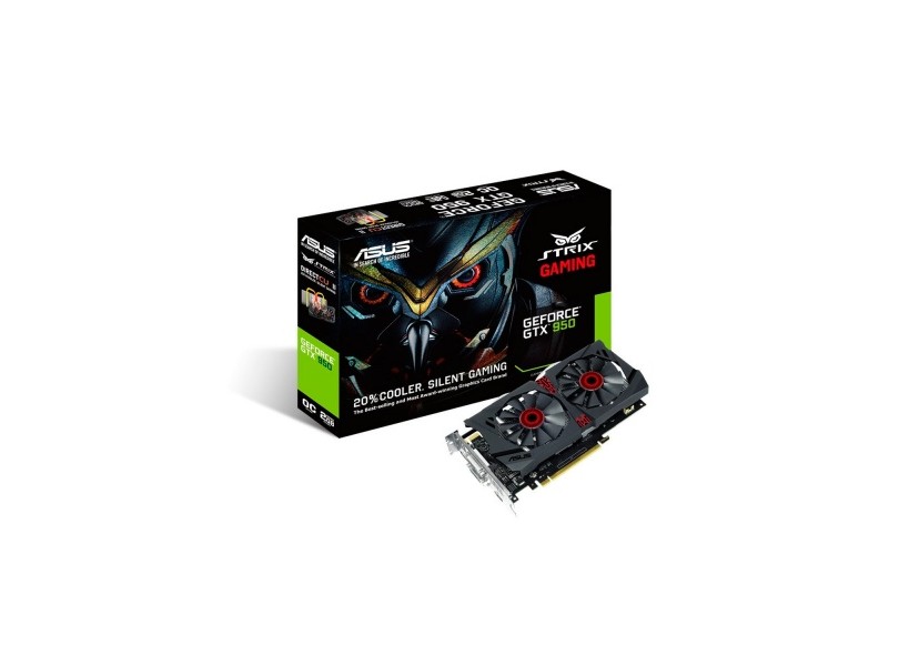 Placa de Video NVIDIA GeForce GTX 950 2 GB DDR5 128 Bits Asus STRIX-GTX950-DC2OC-2GD5-GAMING