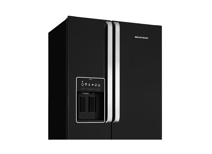 Geladeira Brastemp All Black Side by Side 540 Litros Dispenser de Água Externo Inox BRS70HE