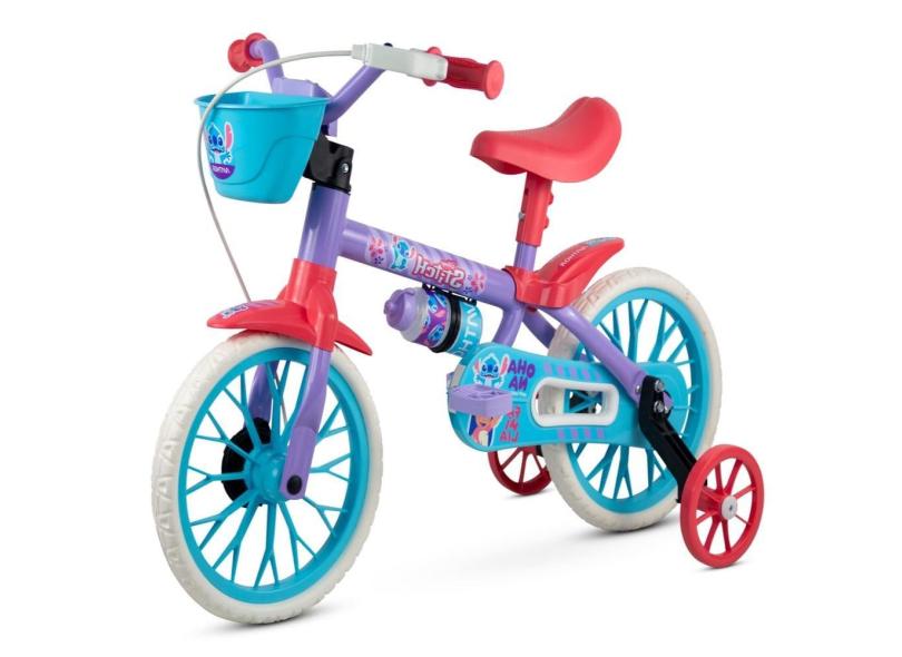 Bicicleta Aro 12 Rodinhas Stitch Bike Disney C/ Garrafinha