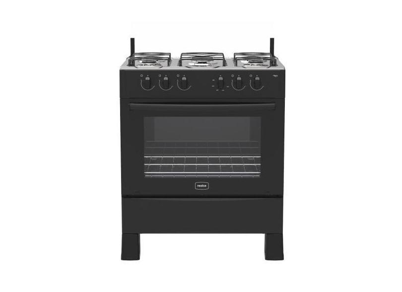 Fogão De Piso Realce Hera 5 Bocas Preto Mesa De Inox Sem Acendimento