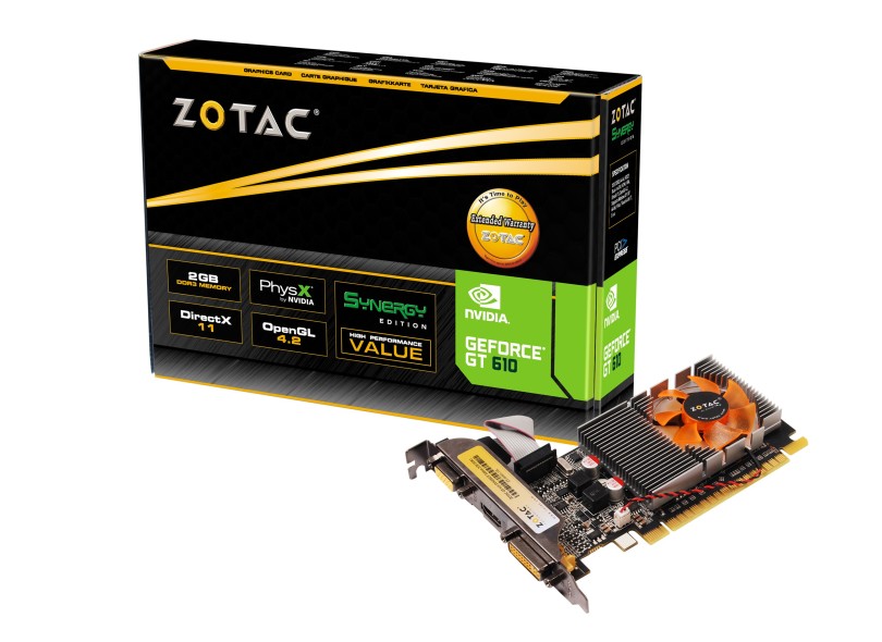 Placa de Video NVIDIA GeForce GT 610 2 GB DDR3 64 Bits Zotac ZT-60601-10L