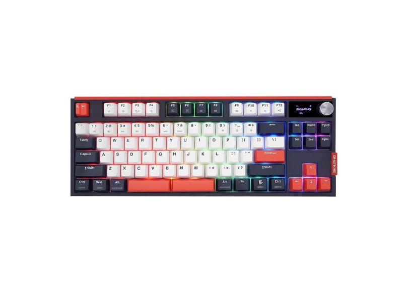Teclado Gamer Skyloong Gk87 8K Optical Lcd Digital Rgb Usb Hot Swap Switch Silver Preto