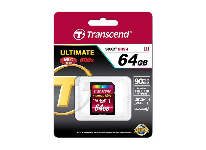 Cartão de Memória SDXC Transcend Ultimate 64 GB TS64GSDXC10U1