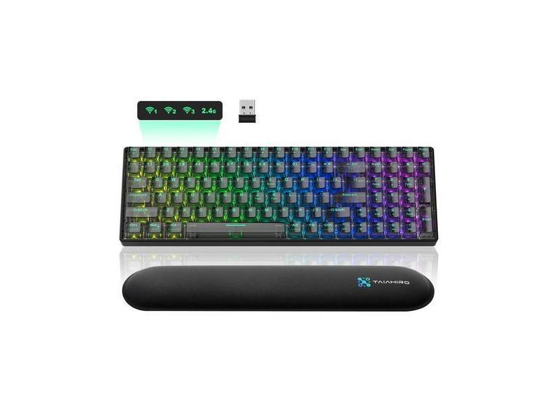 Teclado mecânico sem fio para jogos Taiahiro 100 teclas rgb
