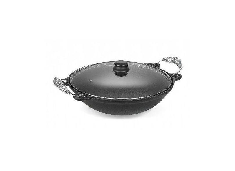 Panela Wok Com Tampa De Vidro 6 Litros Ferro Fundido - Panela mineira
