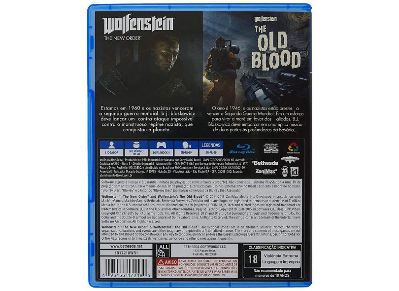 Jogo Wolfenstein: The Two Pack PS4 Bethesda