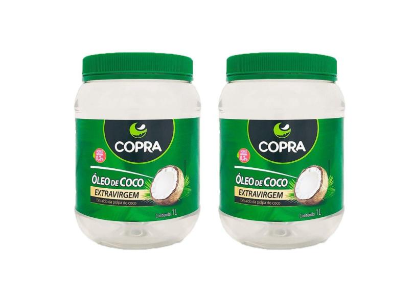 KIT 2UNI ÓLEO DE COCO EXTRA VIRGEM 1 LITRO - COPRA 