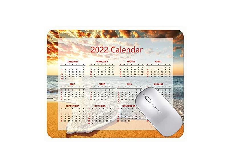 Mouse pad colorido para calendário 2022 ano 2022, praia, mar, espuma, céu, mouse pads com bordas costuradas