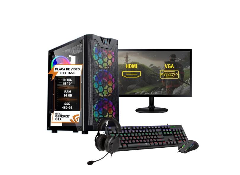 Pc Gamer Completo I5 10 Ram 16Gb Gtx 1650 Hd 1Tb Ssd 480Gb