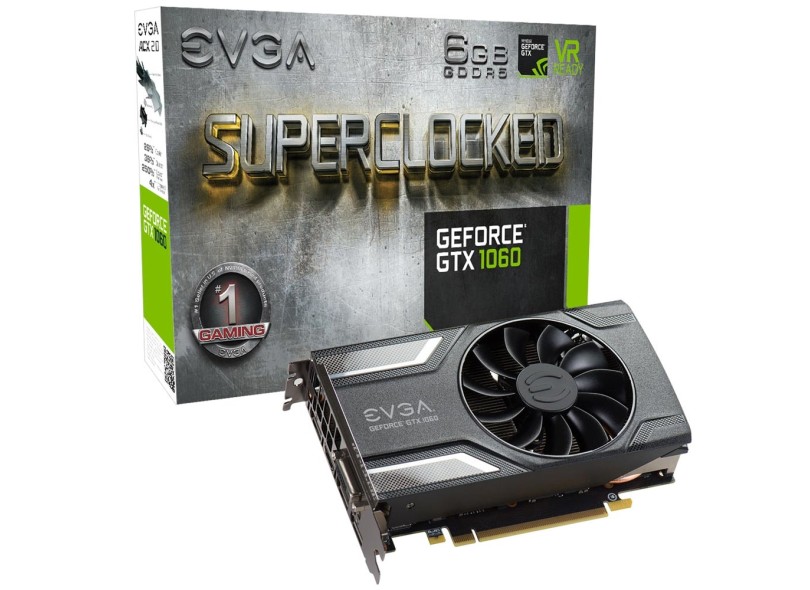 Placa de Video NVIDIA GeForce GTX 1060 6 GB GDDR5 192 Bits EVGA 06G-P4-6163-KR