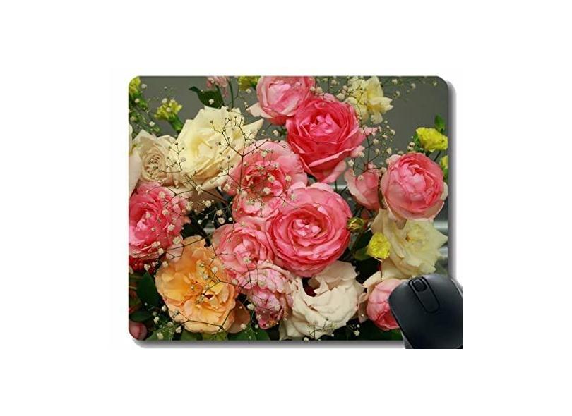 Mouse pad divertido personalizado, mouse pad com flores e rosas para jardim Gypsophila