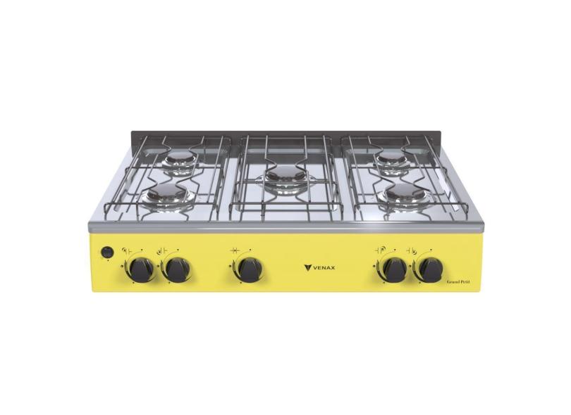 Fogao a Gas Portatil 5 Bocas Venax Grand Petit Vetro Amarelo