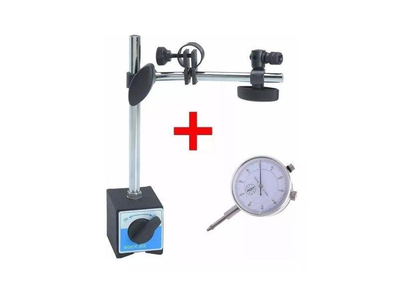 Base Magnética Com Suporte 60 Kgf + Relogio Comparador - Dm Ferramenta
