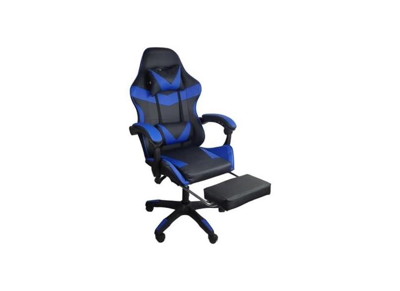 Cadeira Gamer Stillus Ergonômica Com Apoio Para Os Pés - Azul