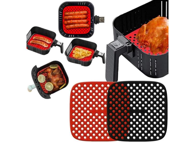 Tapete Air Fryer Silicone Antiaderente Quadrado Fritadeira