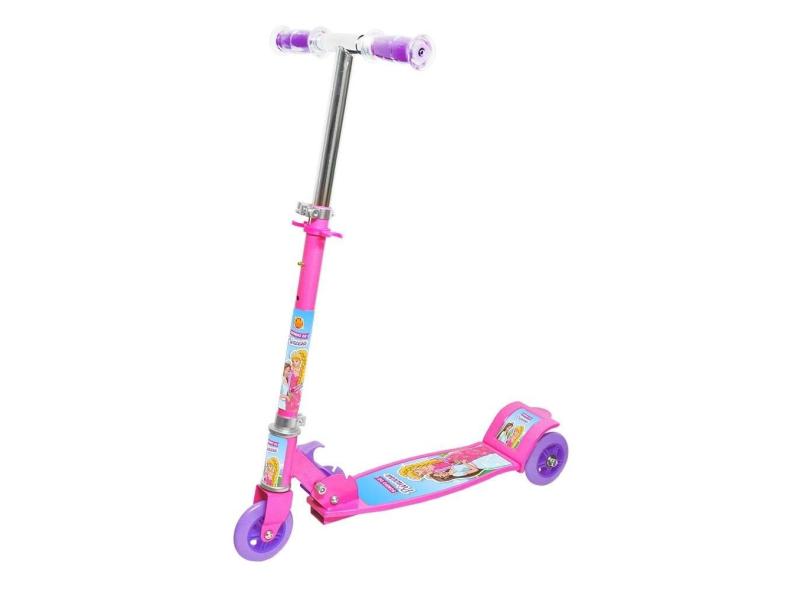 Patinete Princesas Top 3 Rodas Rosa Altura Regulável 5667 - Dm Toys