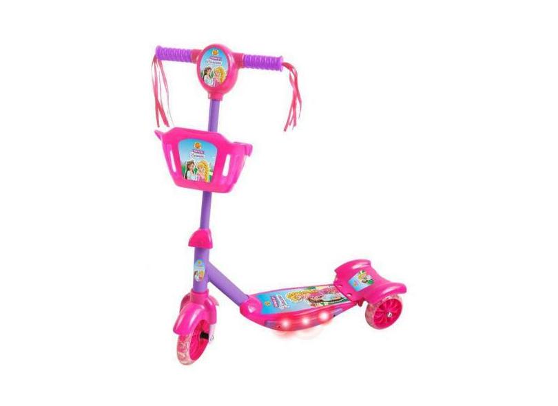 Patinete Infantil Com Cesta Som E Luz 5621 Princesa Belinda - Dm Toys