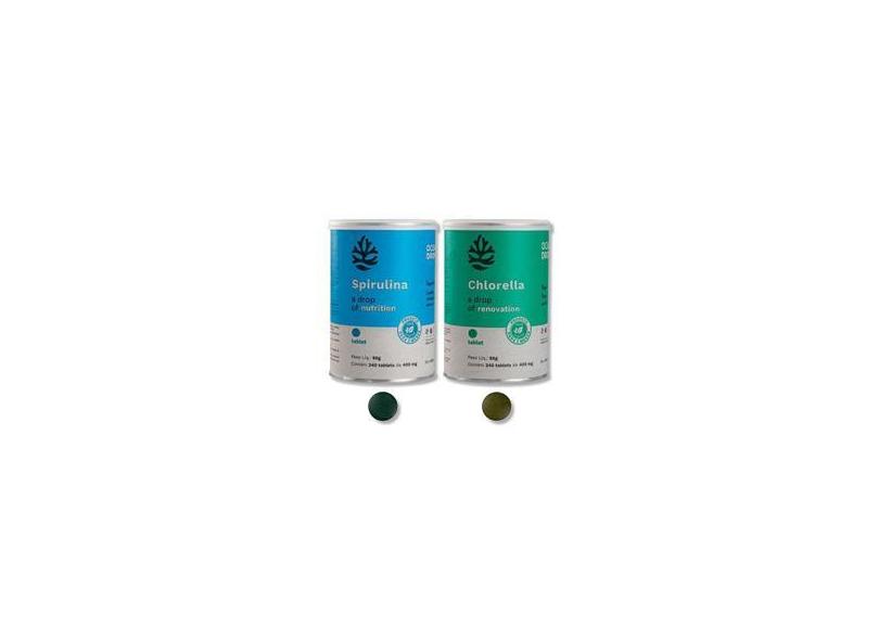 Super Kit Chlorella E Spirulina Ocean Drop 240 Tabletes/Cada com o
