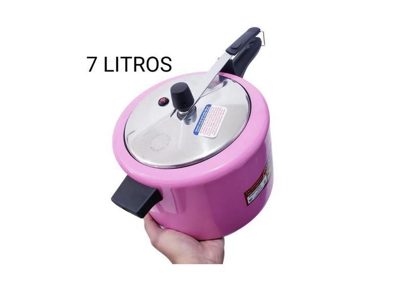 Panela De Pressão 7 Litros Rosa Alumínio Grosso - Grenada