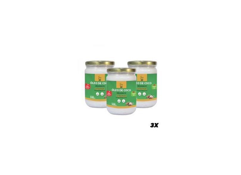 3x Oleo de Coco 500ml Orgânico Extravirgem Hf Suplements