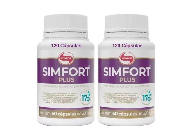 Kit 2X Simfort Plus Mix De Probióticos Vitafor 60 Capsulas em Promoção ...