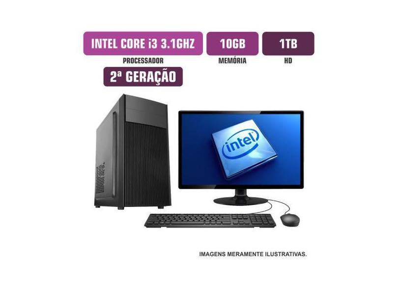 Computador Flex Computer Intel Core I3-2100 10GB HD 1Tb Monitor 15" Wi