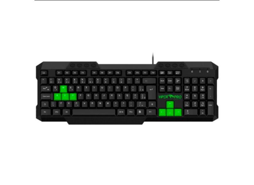 Teclado Gamer Viper PRO Standard PYTHON - 407  PRETO/VERDE  Bivolt